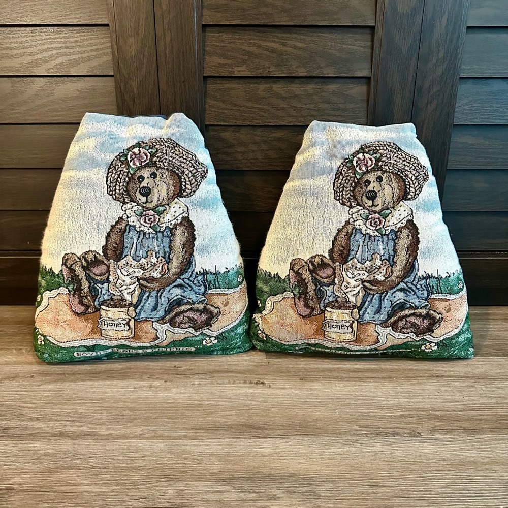 Boyds Bears & Friends Tapestry Pillow Set Country Bear with Honey Pot Decor